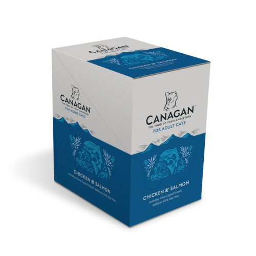 [斷貨中, 未有返貨日期, 可預訂等貨到] Canagan Cat Pouch - Chicken & Salmon 原之選 鮮肉滋味包 雞肉三文魚 藍
